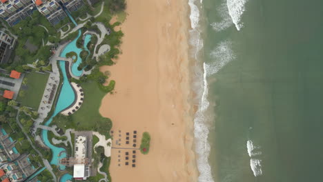 Laguna-Resort-In-Chan-May-Bay-Vietnam-From-Above-Tracking-Inland