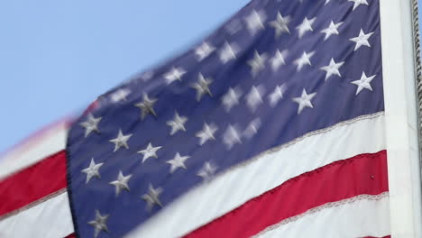 Close-up-of-American-flag-and-blue-sky