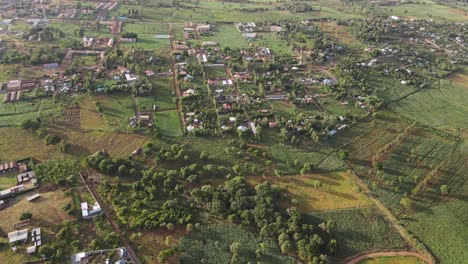 Aerial-view-on-African-farming-village-at-Mount-Kilimanjaro-footstep,-Loitokitok,-Kenya